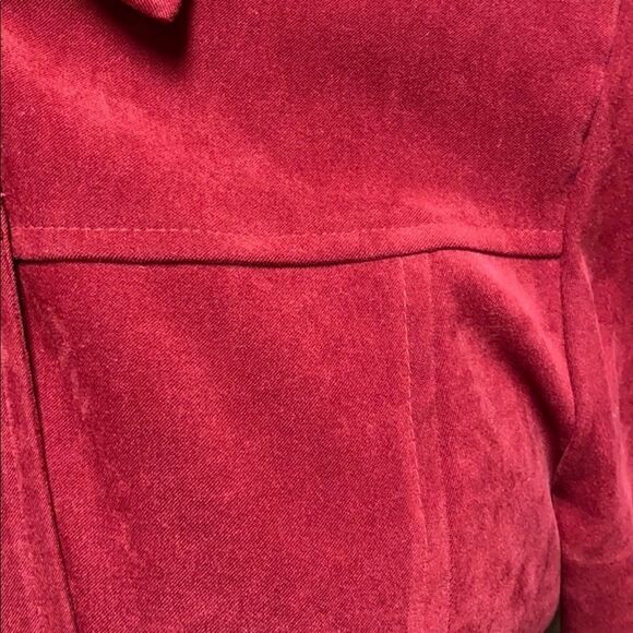 Ellen Fog Red Micro-Fiber Button Front Jacket - Picture 2 of 6
